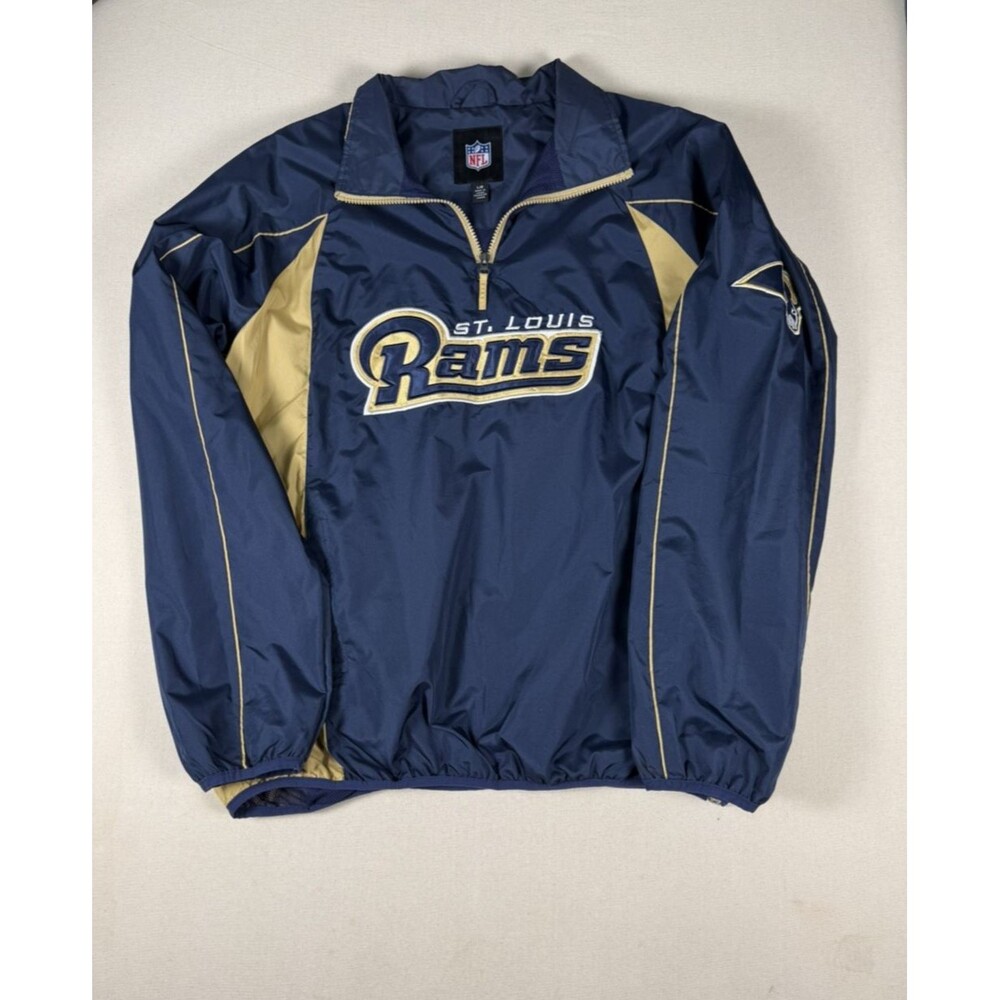 NFL St Louis Rams Windbreaker Jacket Mens L Blue Gold Side Zip G-III 2000s